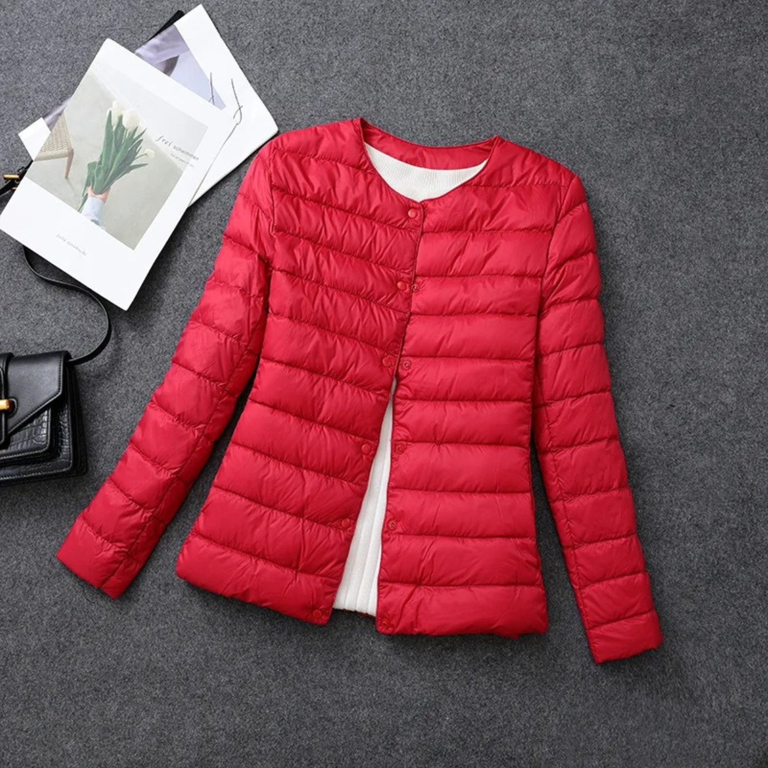 Wattierte Damenjacke mit Knopfleiste