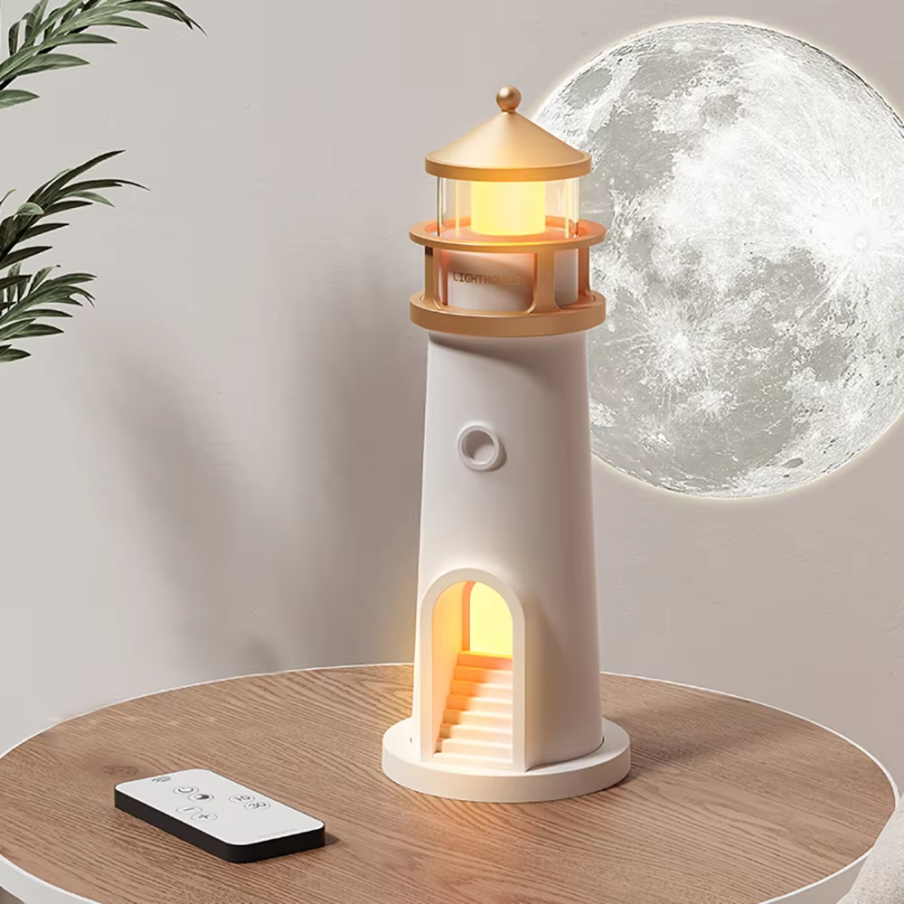 Lighthouse Tischlampe - Mondprojektion Licht & Bluetooth Lautsprecher-2