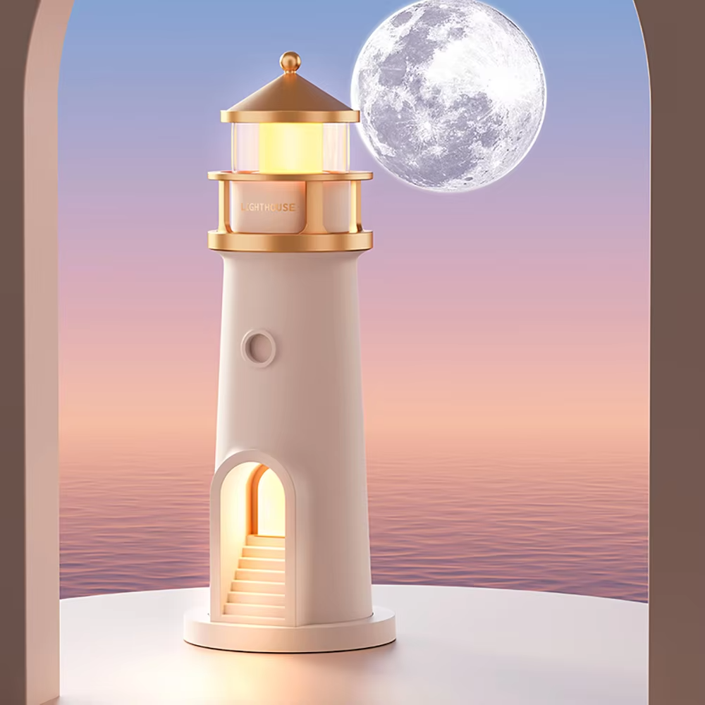 Lighthouse Tischlampe - Mondprojektion Licht & Bluetooth Lautsprecher-3