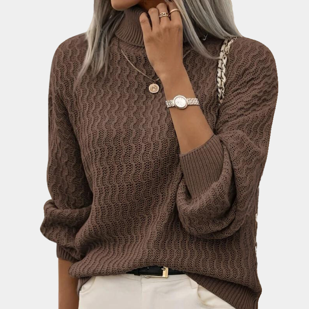 Damen Winterpullover mit Rollkragen und langen Ärmeln
