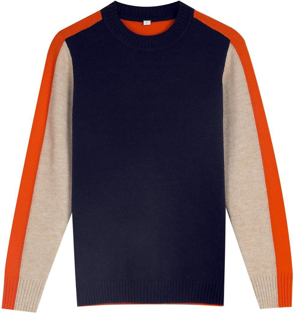 Damen Pullover mit kontrastierenden Ärmeln und Rundhalsausschnitt