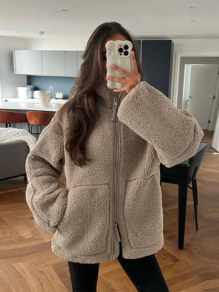 Damen Winterjacke mit lockerem Kragen