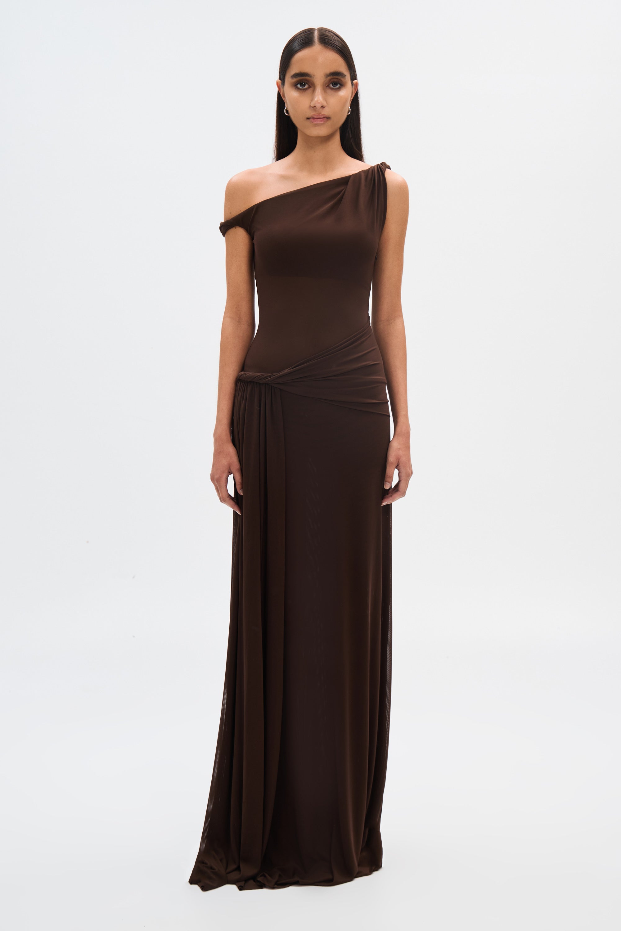 Maxikleid mit drapierter Silhouette
