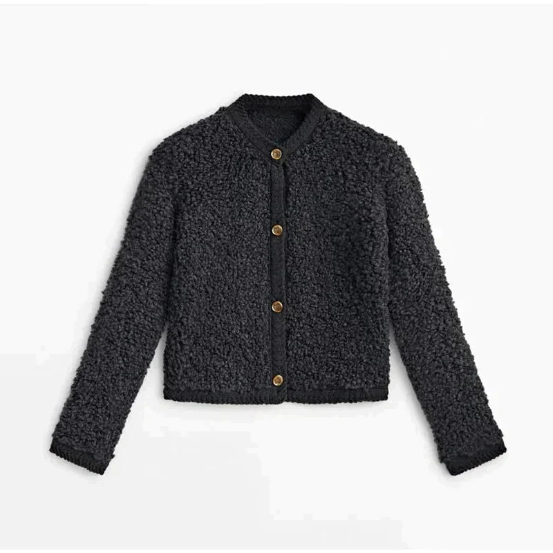 Damen Teddy Jacke für Winter mit schlichter Linienführung