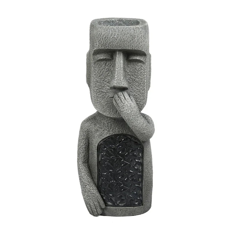Variant image for Exotischer LED-Blumentopf im Moai-Stil – Wetterfest mit Integrierter Beleuchtung-3