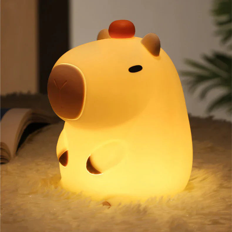Capybara mit Schildkröte LED Quetsch Nachttischlampe für Geschenk USB wiederaufladbare Capybara Lampe-2