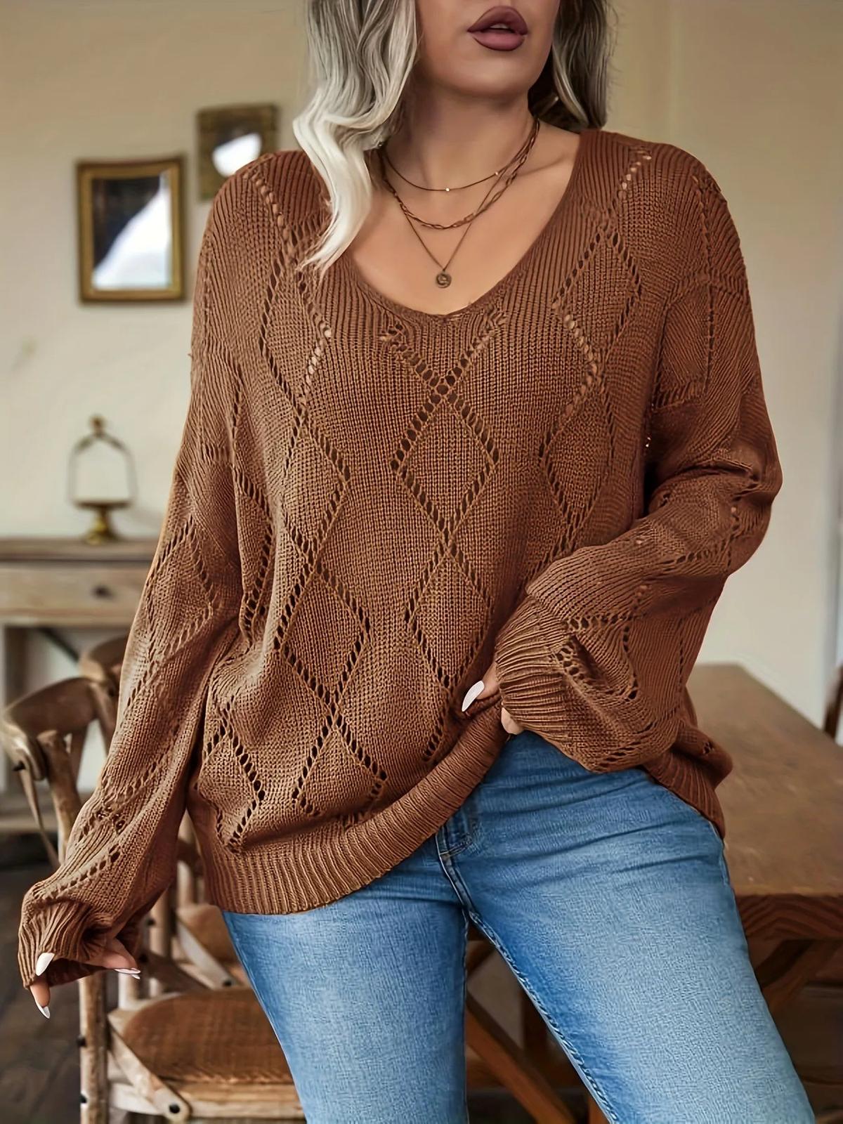 Oversized Strickpullover für Damen mit V-Ausschnitt und entspannter Passform