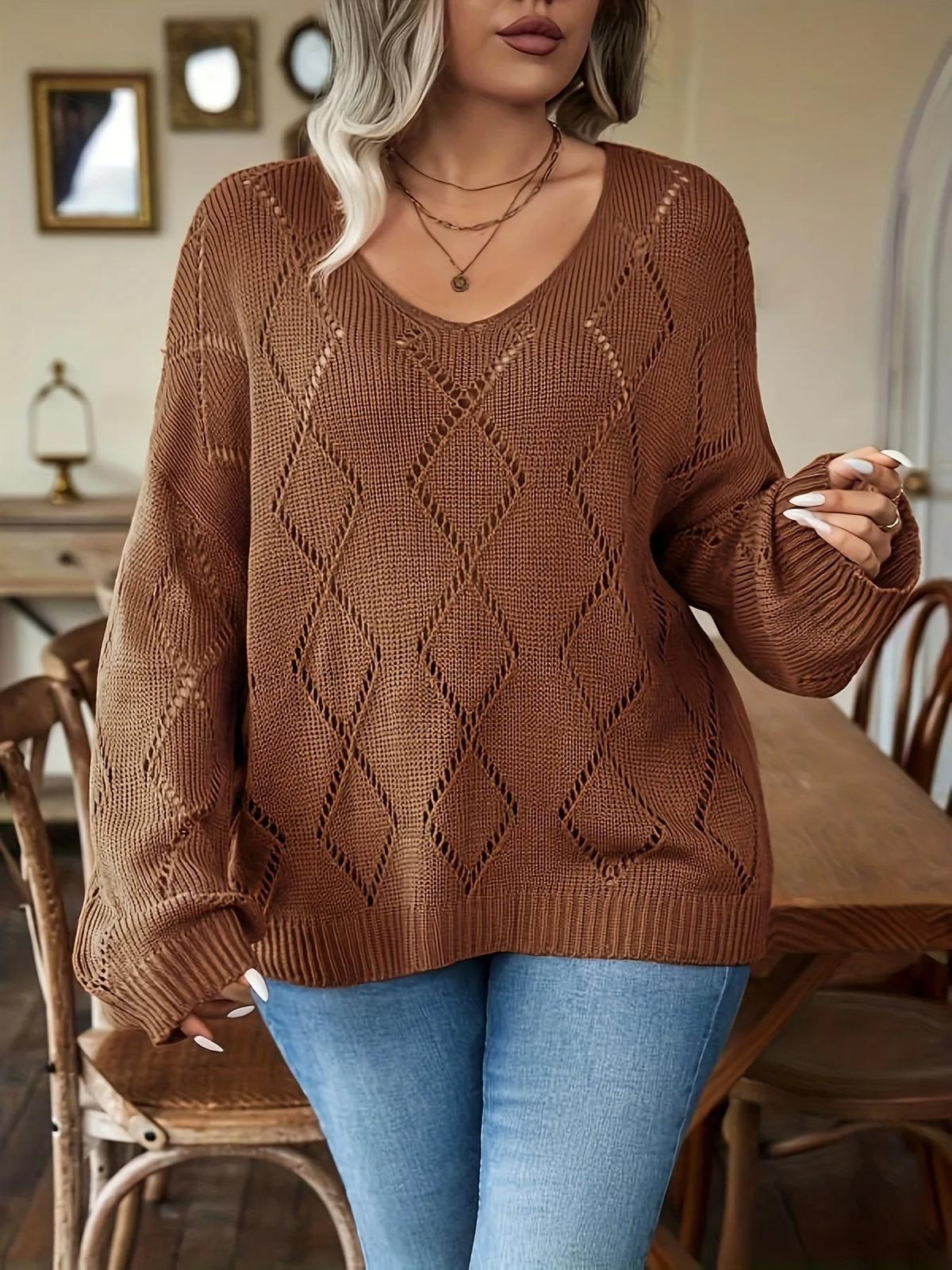 Oversized Strickpullover für Damen mit V-Ausschnitt und entspannter Passform