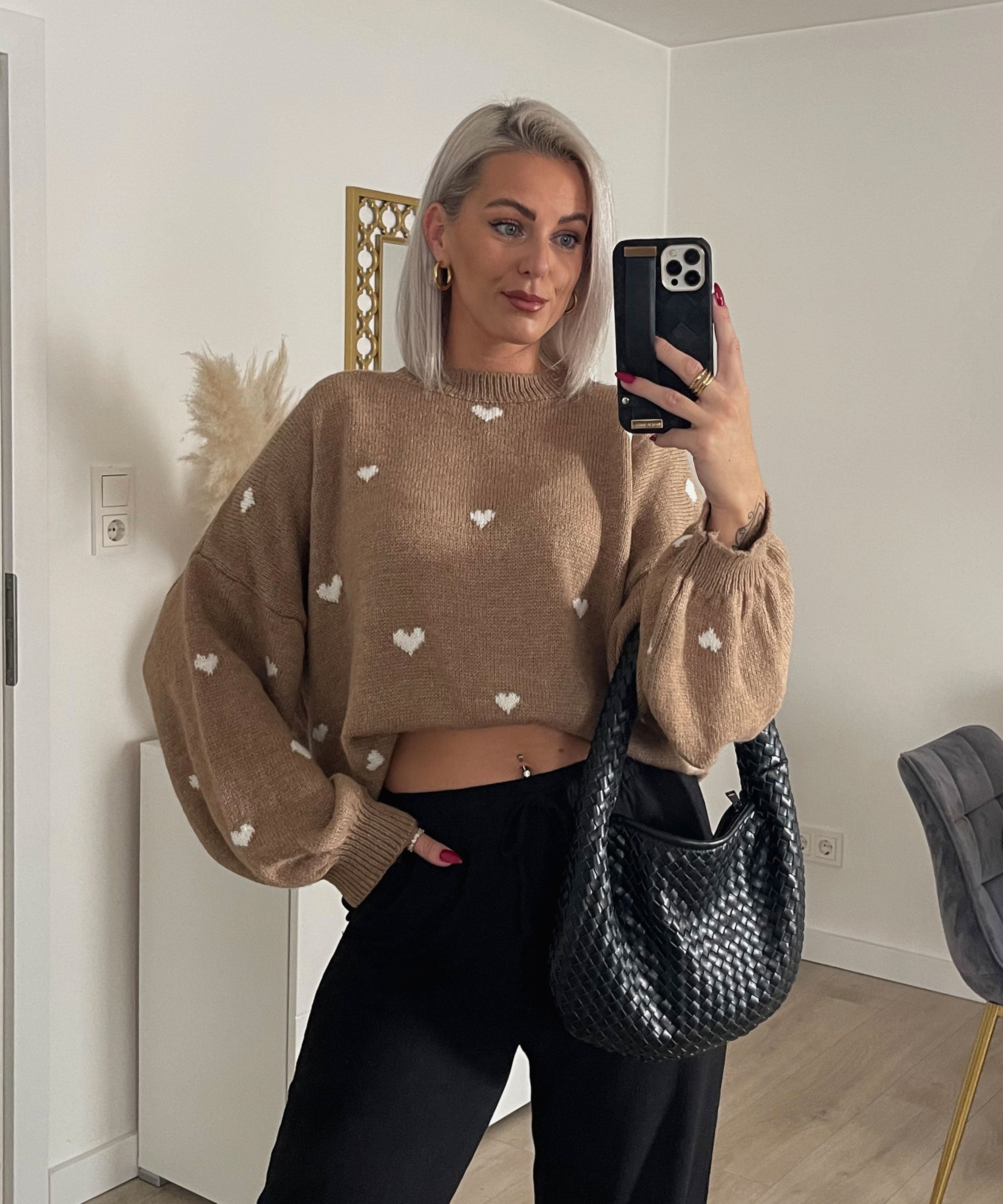 Damen Pullover Oversize in warmem Camel