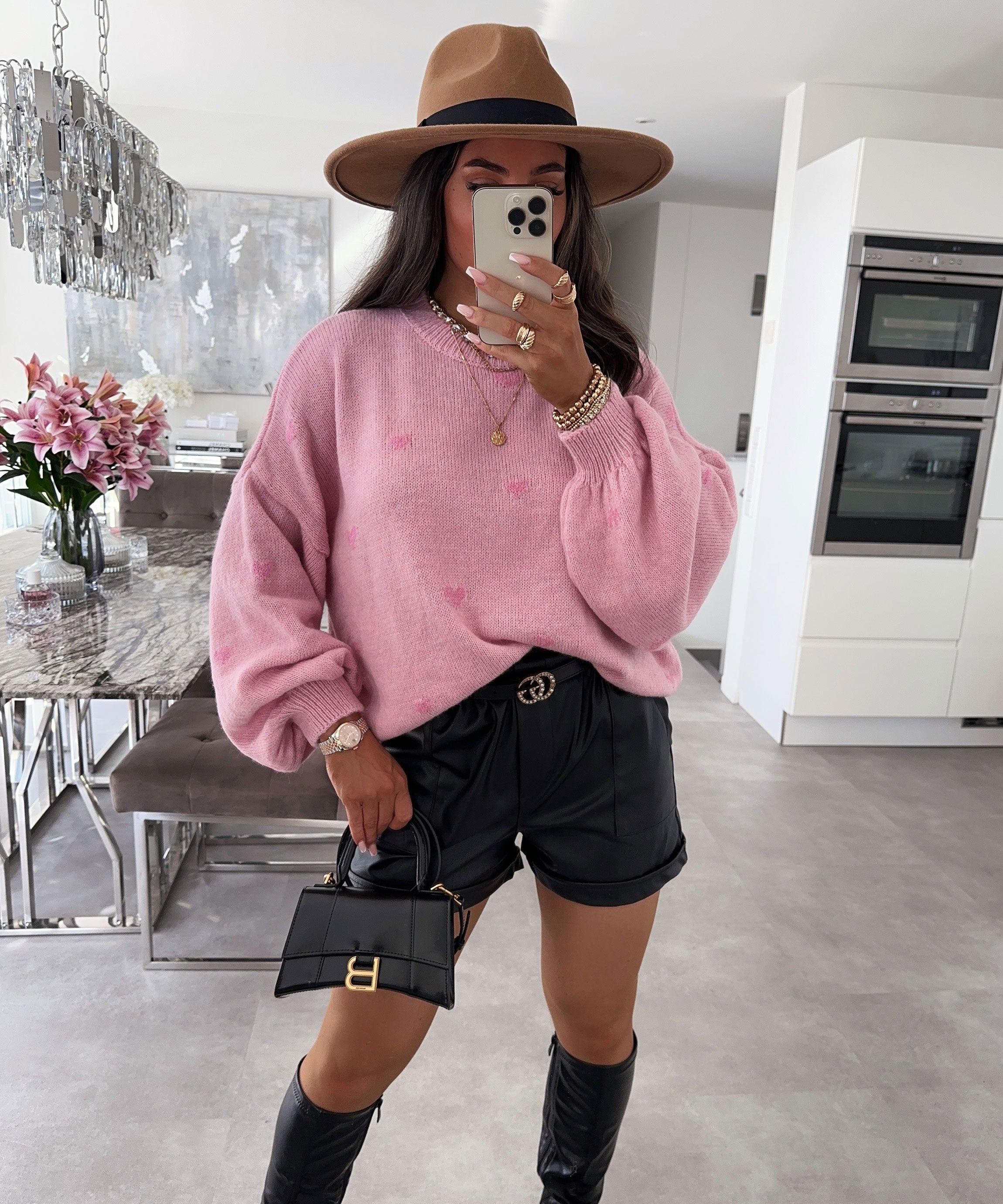 Oversize-Pullover in Rosa mit lockerem Schnitt