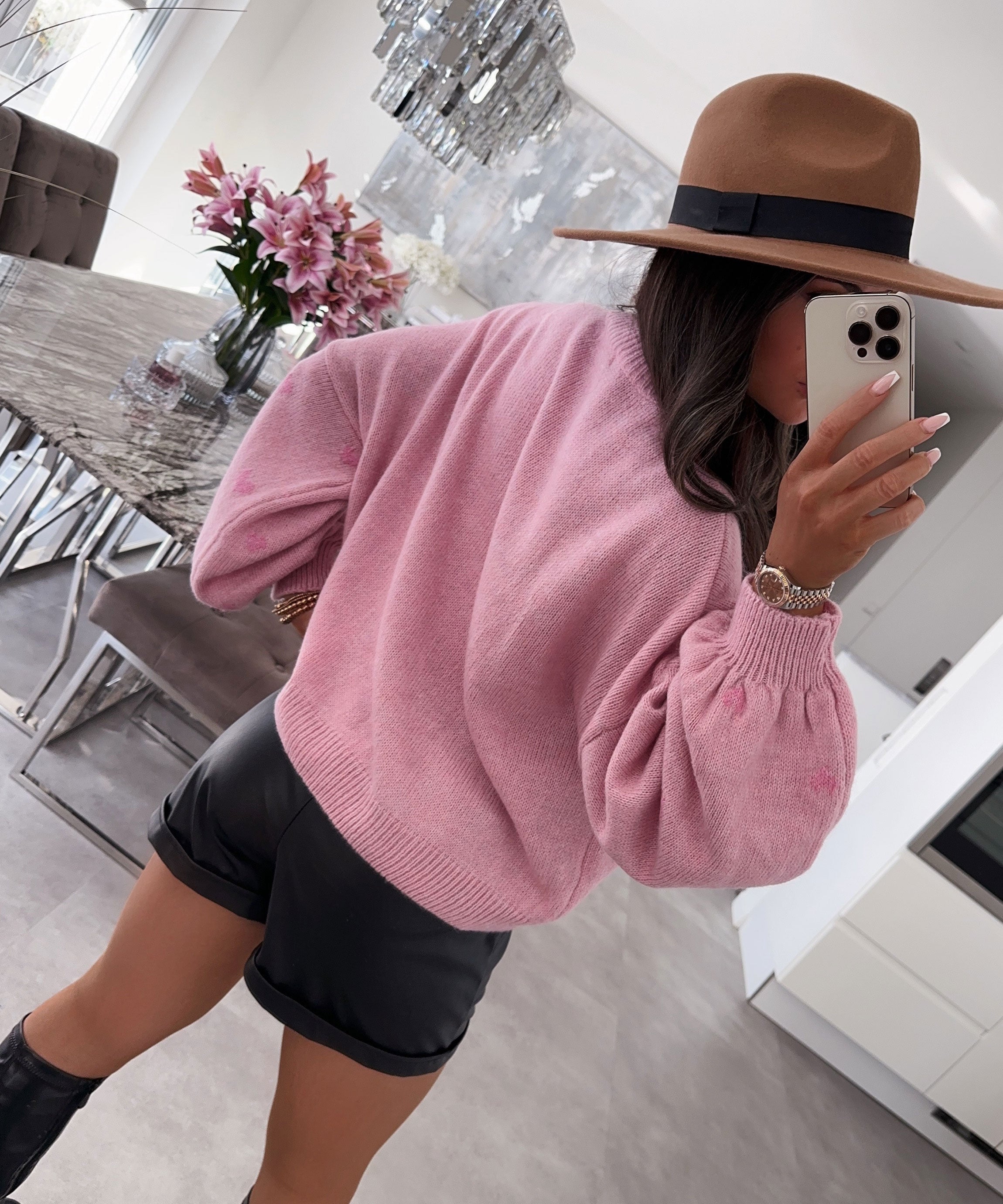 Oversize-Pullover in Rosa mit lockerem Schnitt
