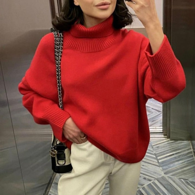 Damen Winterpullover mit hohem Kragenausschnitt