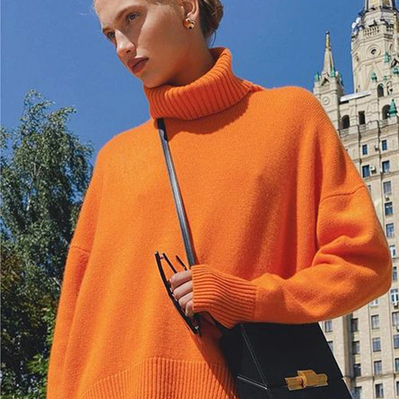 Damen Winterpullover mit hohem Kragenausschnitt