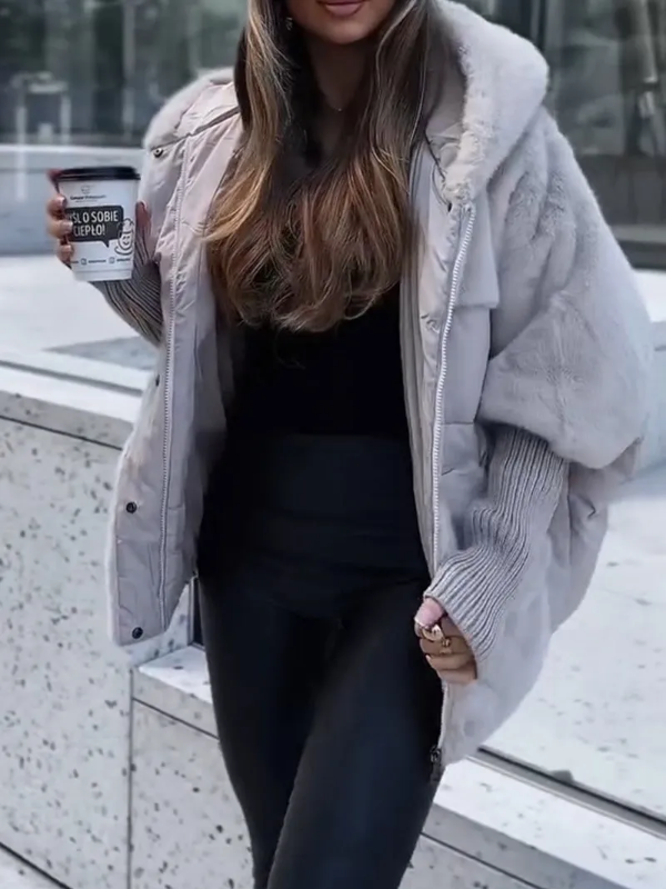 Pluche winterjas met capuchon -  Valerie 0