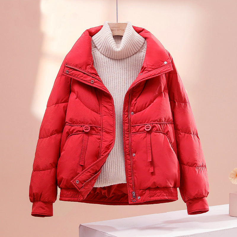 Gesteppte Daunenjacke für Damen mit hohem Kragen und Reißverschluss vorne