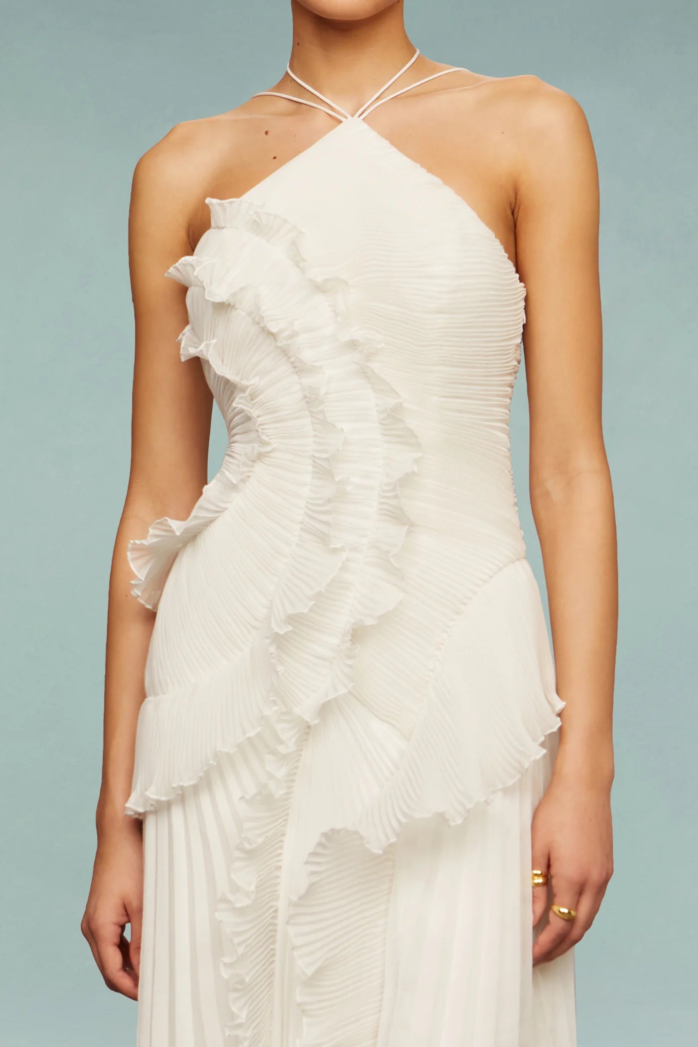 Rüschen-Maxikleid mit Neckholder für festliche Anlässe