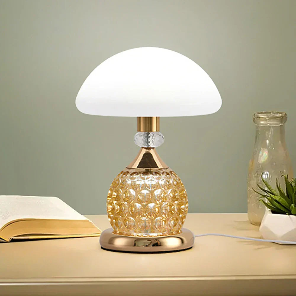 Moderne Nachttischlampe im Eleganten Pilzdesign mit Dimmfunktion und USB-Anschluss-1
