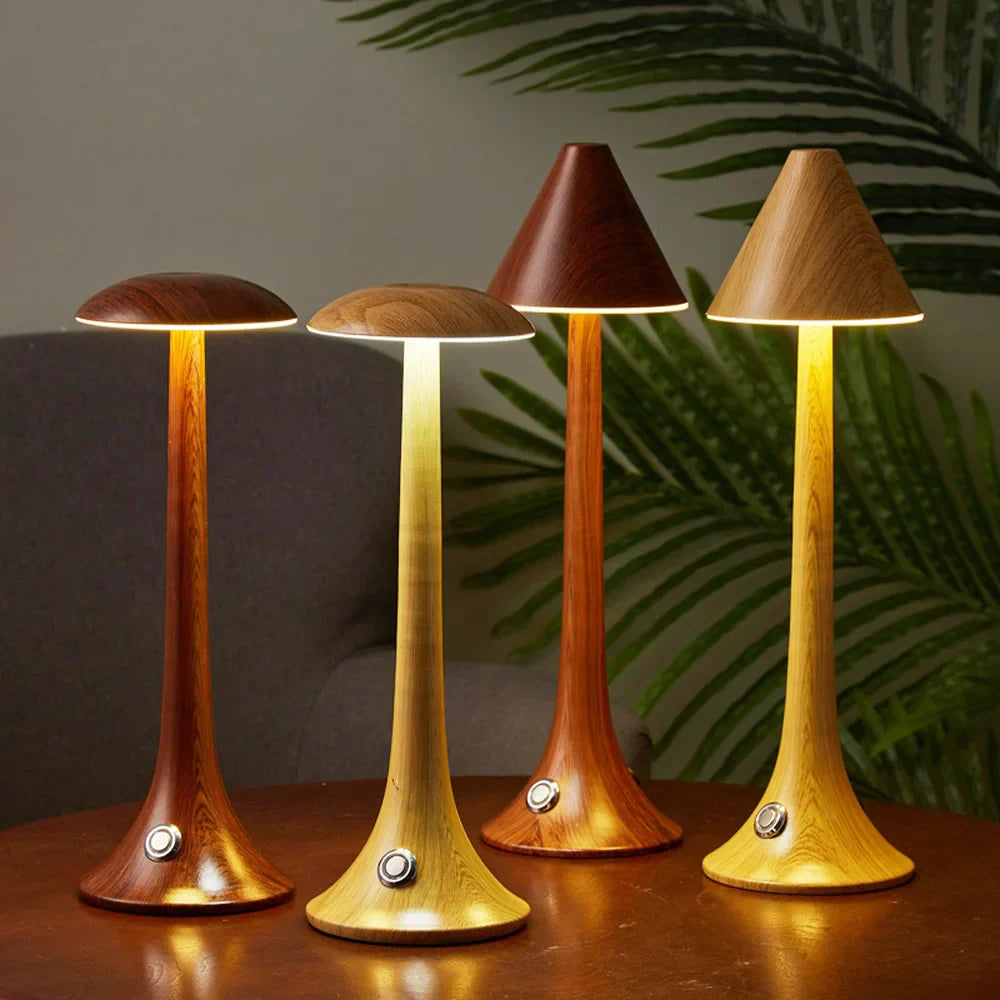 GlowMush | Stilvolle Holz-Tischlampe mit Akku-3
