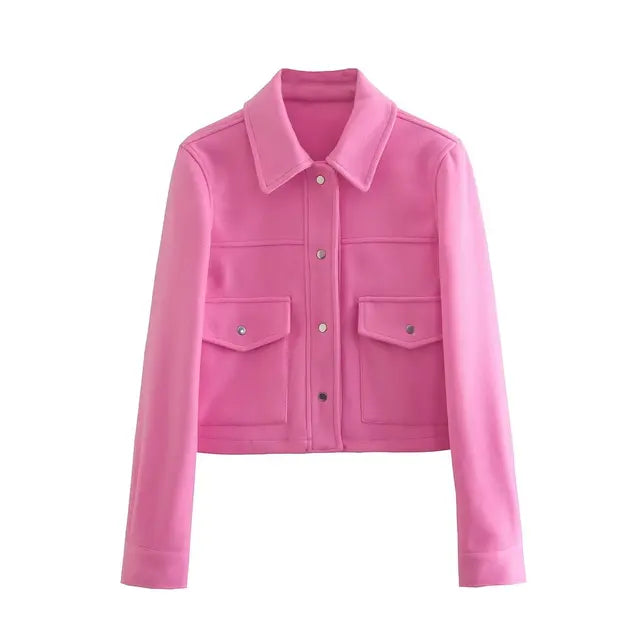 Damen Jacke mit tiefen Taschen und Knopfverschluss