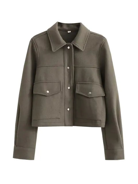 Damen Jacke mit tiefen Taschen und Knopfverschluss