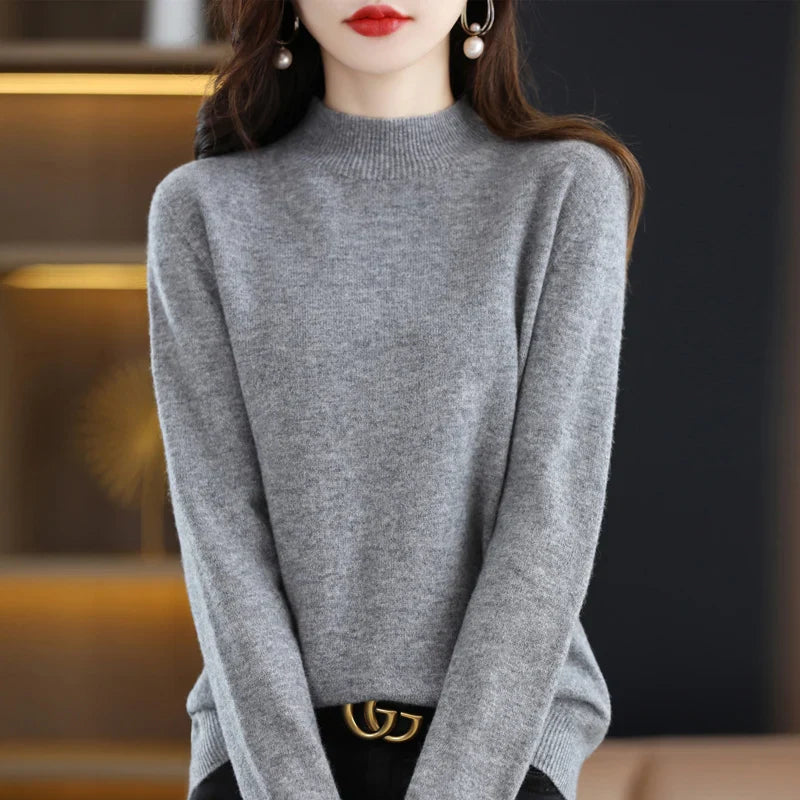 Damen Winterpullover mit hohem Rundhalsausschnitt