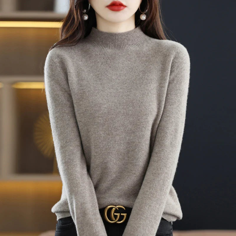 Damen Winterpullover mit hohem Rundhalsausschnitt