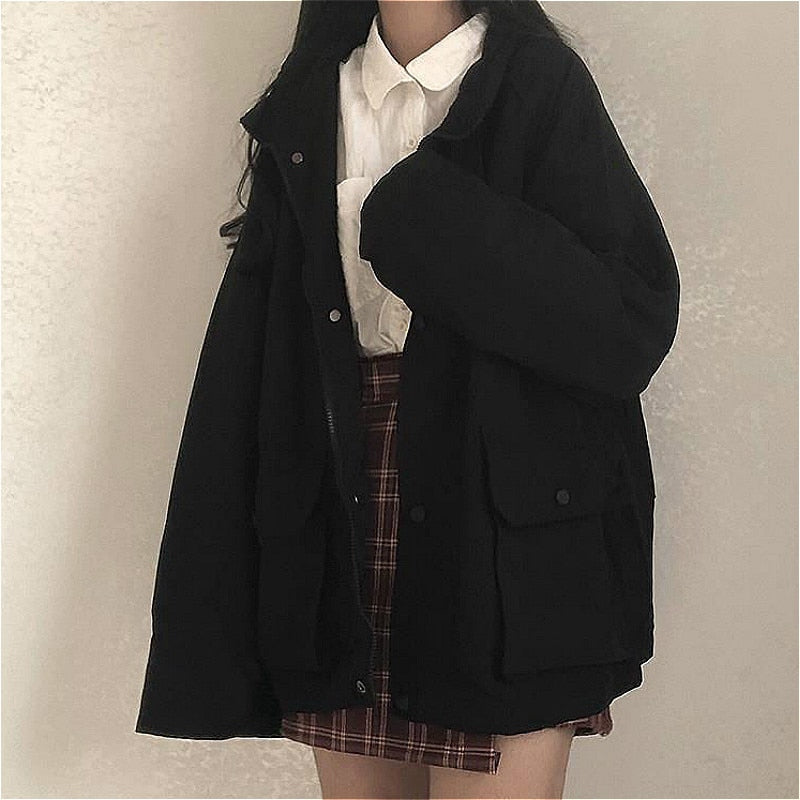 Damen Winterjacke mit lockerem Schnitt und geradem Fall