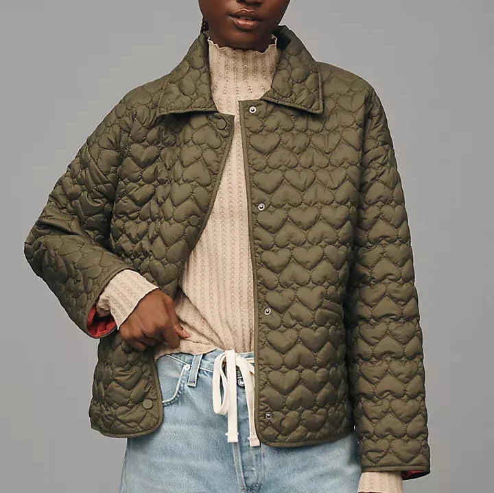 Damen Winterjacke mit Stufenverarbeitung und Herzdetail