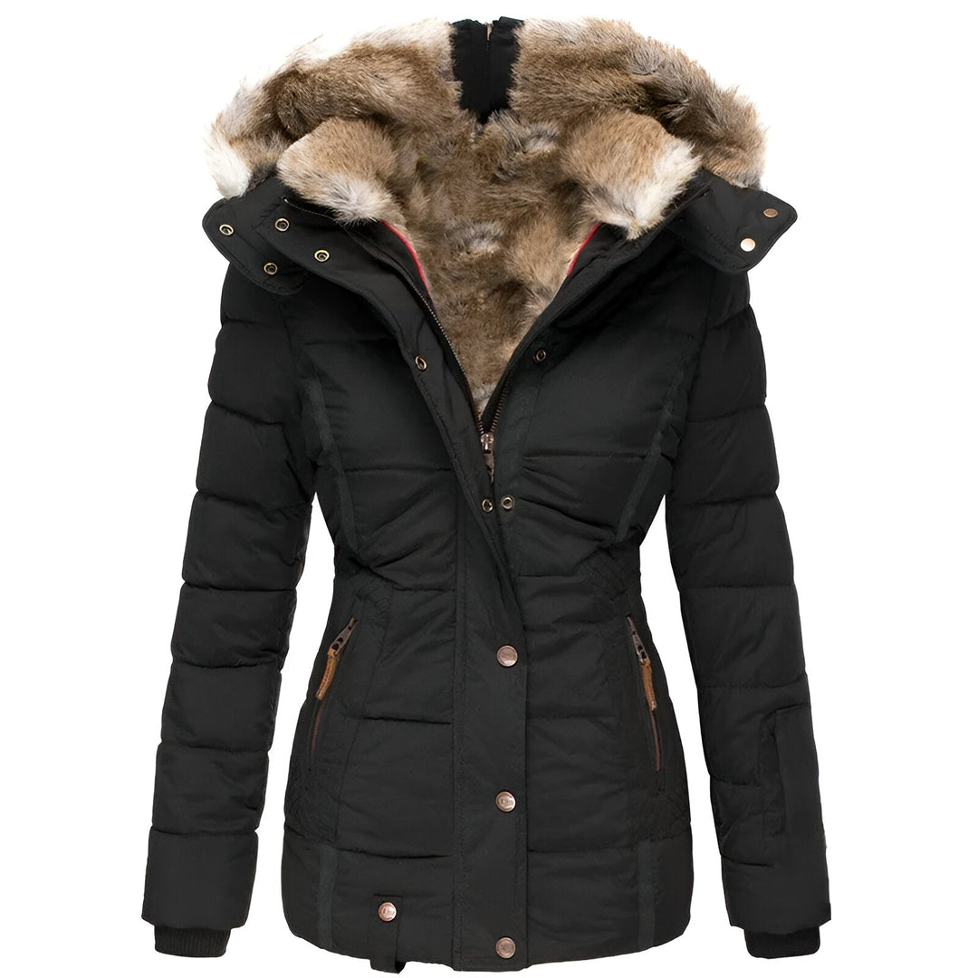 Schlanke Passform Winter Daunenjacke für Damen mit abnehmbarer Kapuze