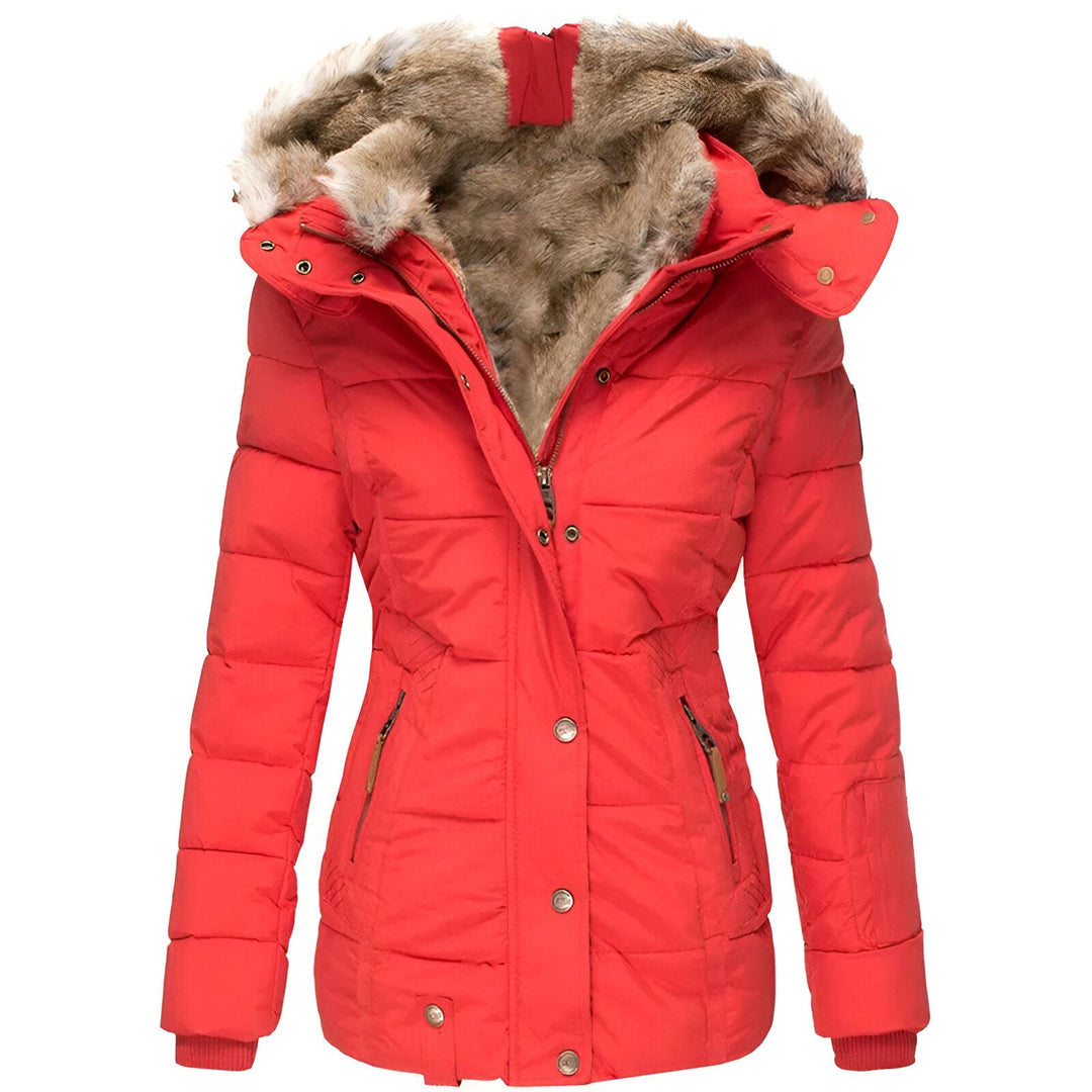 Schlanke Passform Winter Daunenjacke für Damen mit abnehmbarer Kapuze