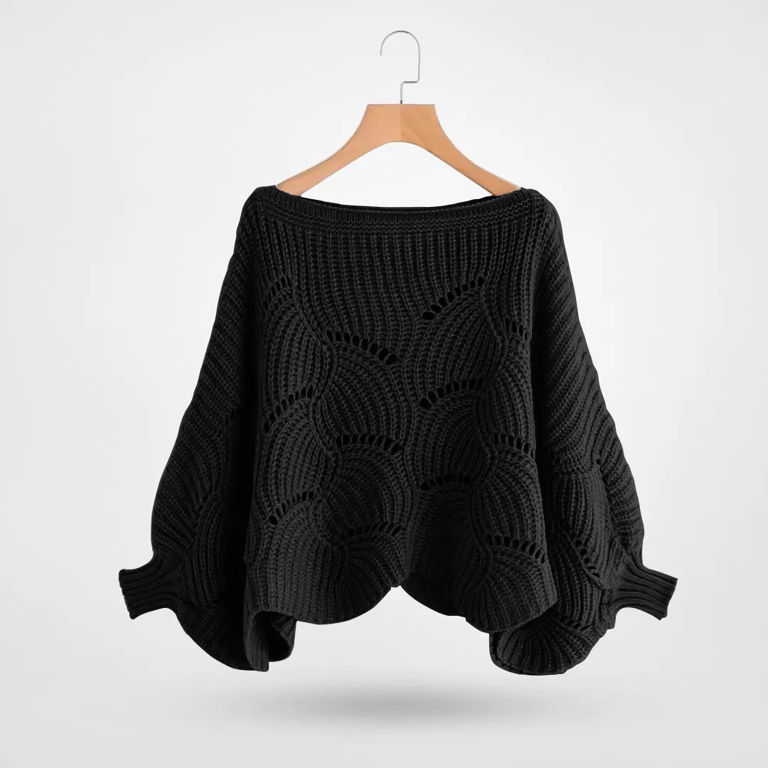 Strickpullover Damen mit gewellten Kanten für Winter