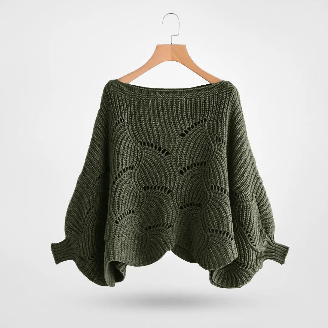 Strickpullover Damen mit gewellten Kanten für Winter