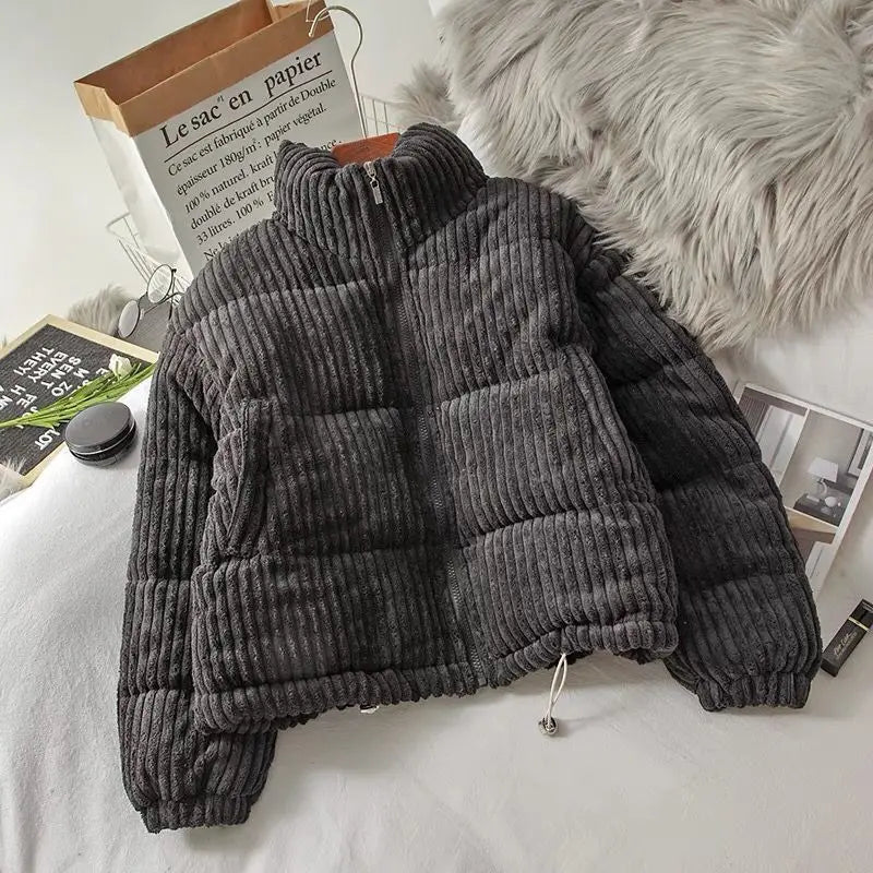 Damen Daunenjacke mit gerippter Struktur und Reißverschluss vorne