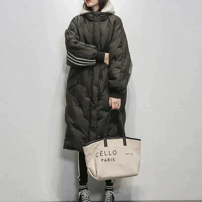 Damen Winterjacke mit gesteppter Optik und langer Silhouette