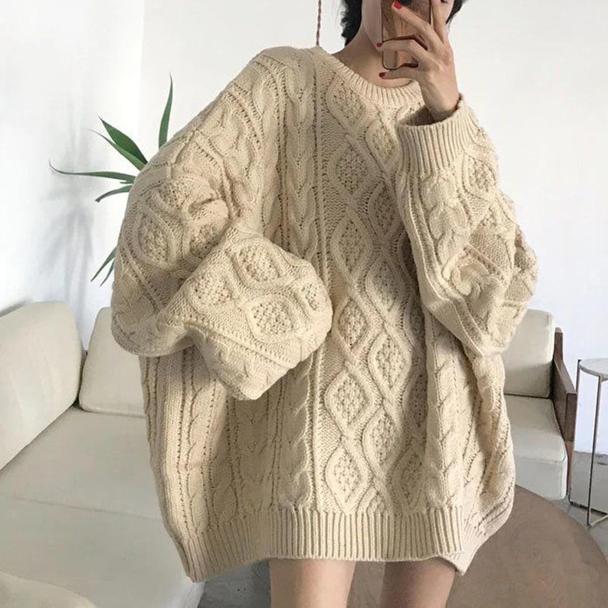 Damen Strickpullover für Winter mit lockerer Passform