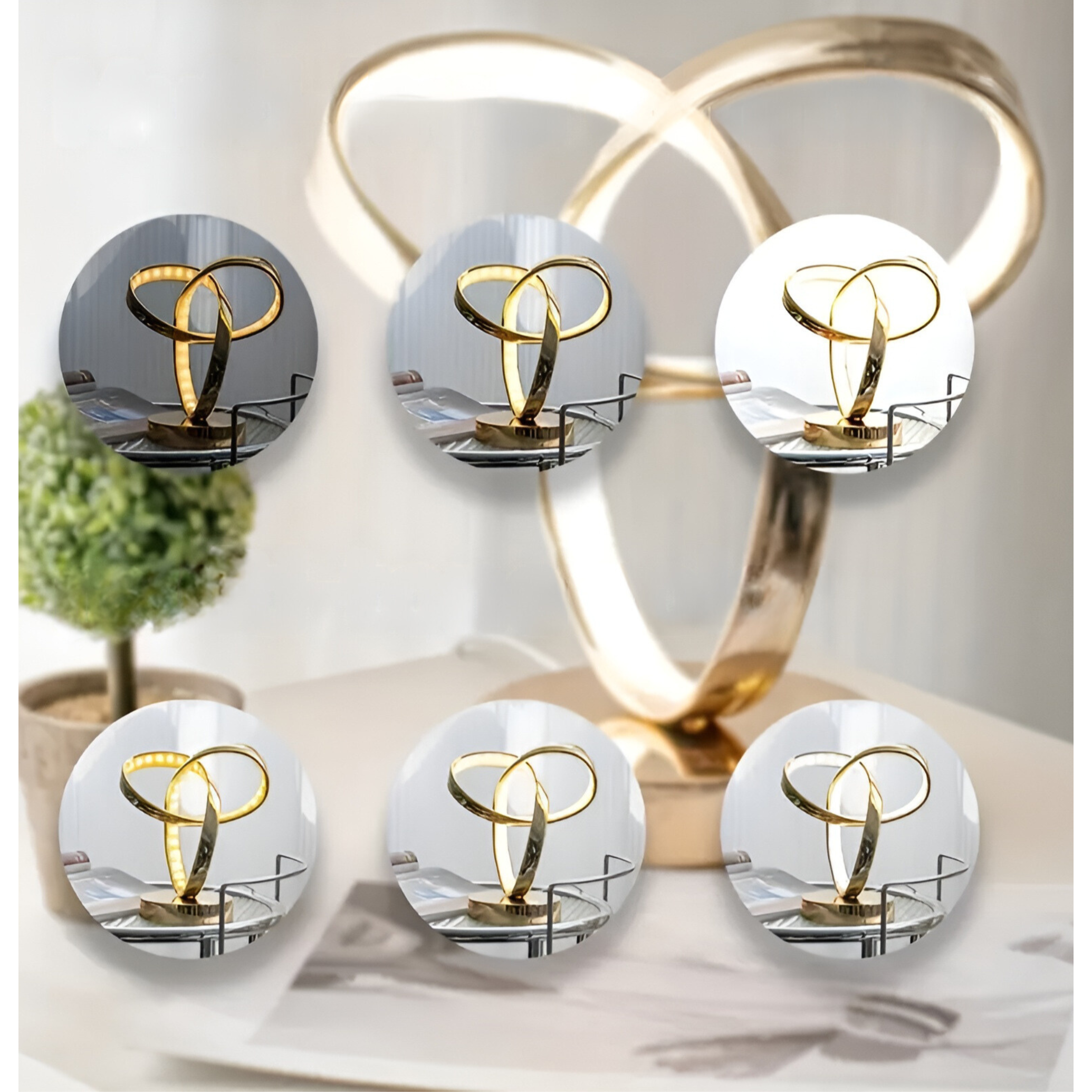 Elegante goldene Möbiusring Schreibtischlampe - Niedliche LED Leselampe