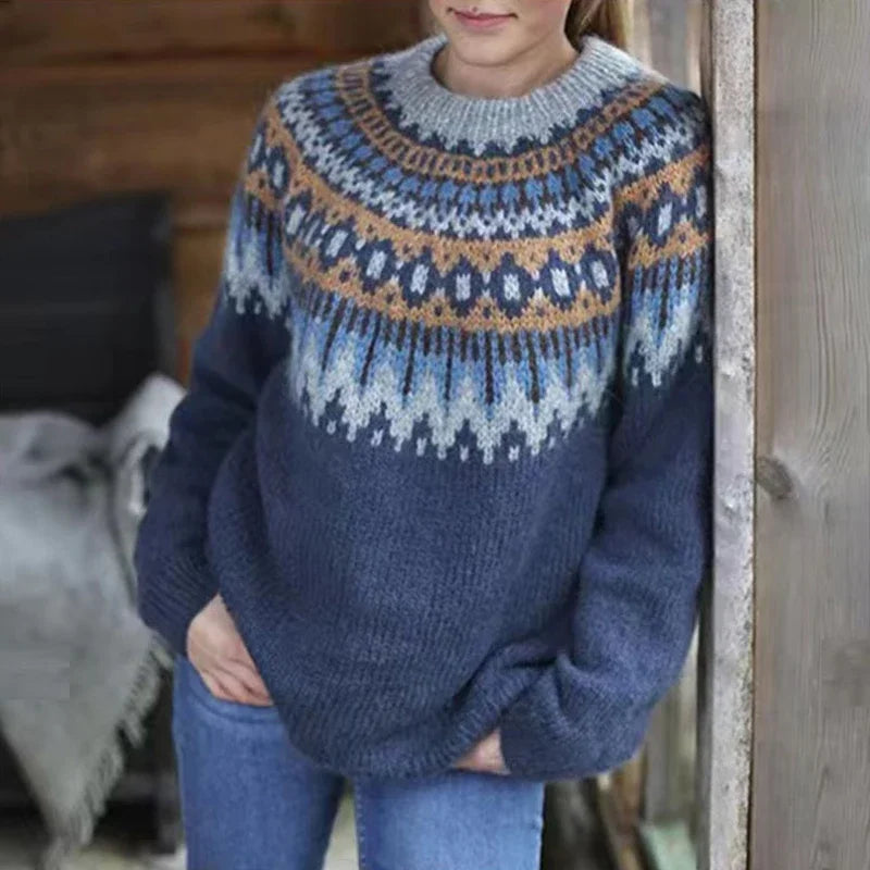 Damenpullover mit klassischem Rundhalsausschnitt und geradem Schnitt