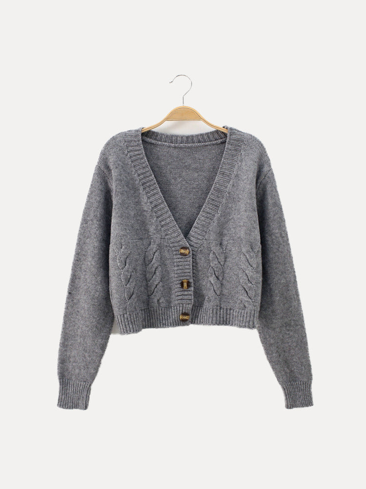 Damen Strickjacke mit V-Ausschnitt und verkürzter Länge
