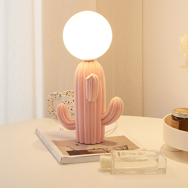 CozyCactus - Kreative Plüsch-Tafellampe mit Glas für Wohnzimmer & Schlafzimmer-4
