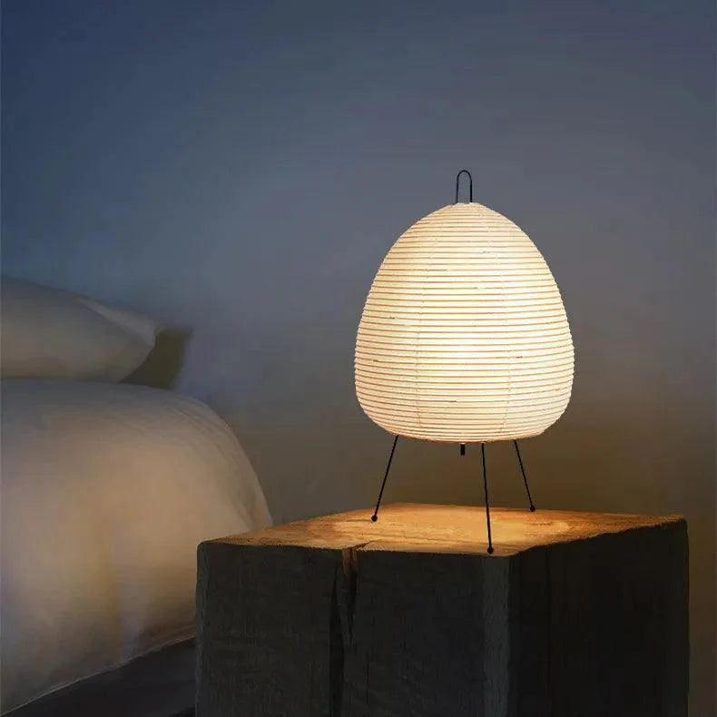Moderne Tischlampe aus Reispapier – Sanftes Licht für Nachttisch oder Wohnbereich-2