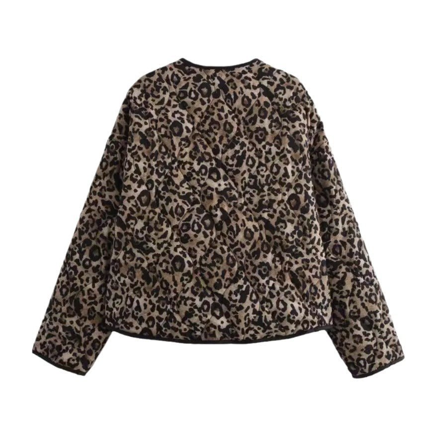 Damenjacke mit Leopardenmuster und Rundhalsausschnitt