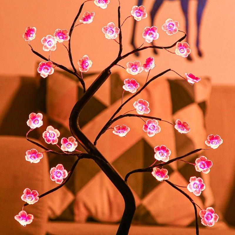 Blumige Bonsai Nachttischlampe-5