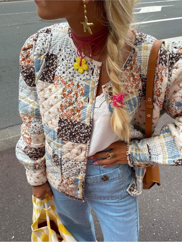Gequiltete Jacke für Damen mit Knopfverschluss