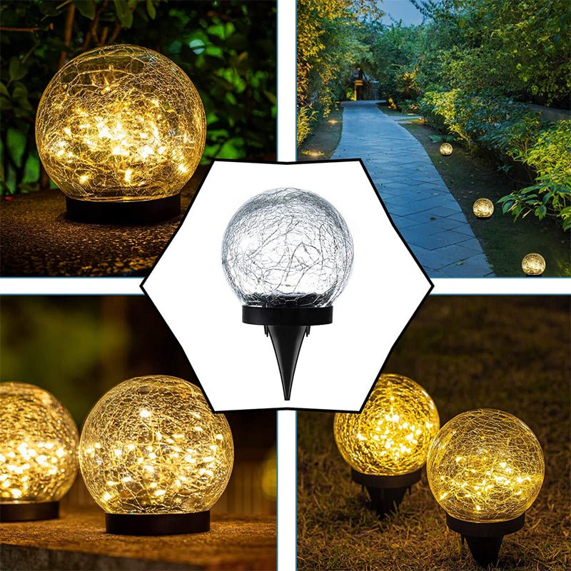 Stilvolle Solarleuchte im Rissglas-Design – Wasserdicht für Gartenbeleuchtung-5